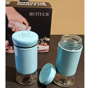 BUITUCR Cruets 2 Pack Salt and Pepper Shakers for Kitchen & Dining